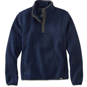 L.L. Bean Navy Blue Fleece Pullover with Gray Trim
